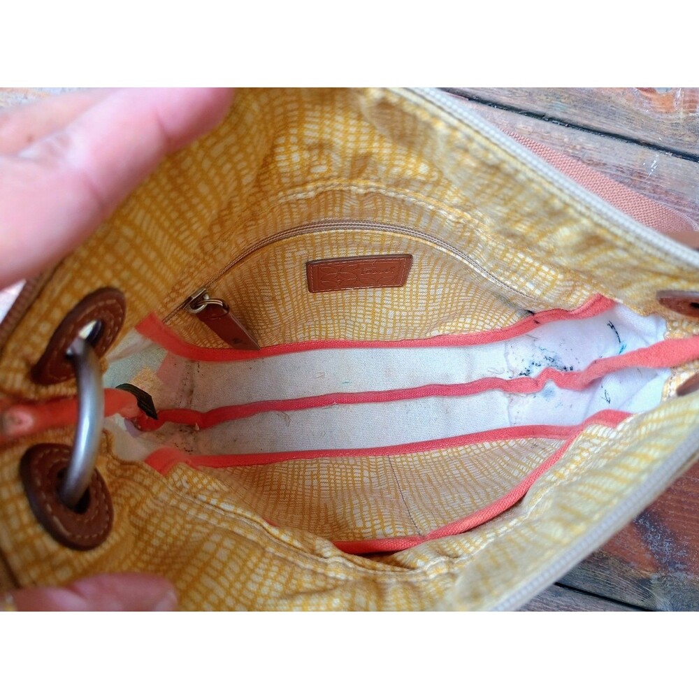 FOSSIL Key-Per Coated Canvas City Birds Artwork Bag Cross Body Boho Purse - Picture 6 of 9